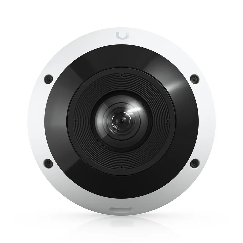 All-weather, vandal-resistant 12MP PoE camera with panoramic 360° coverage, digital pan-tilt-zoom functionality, and smart IR