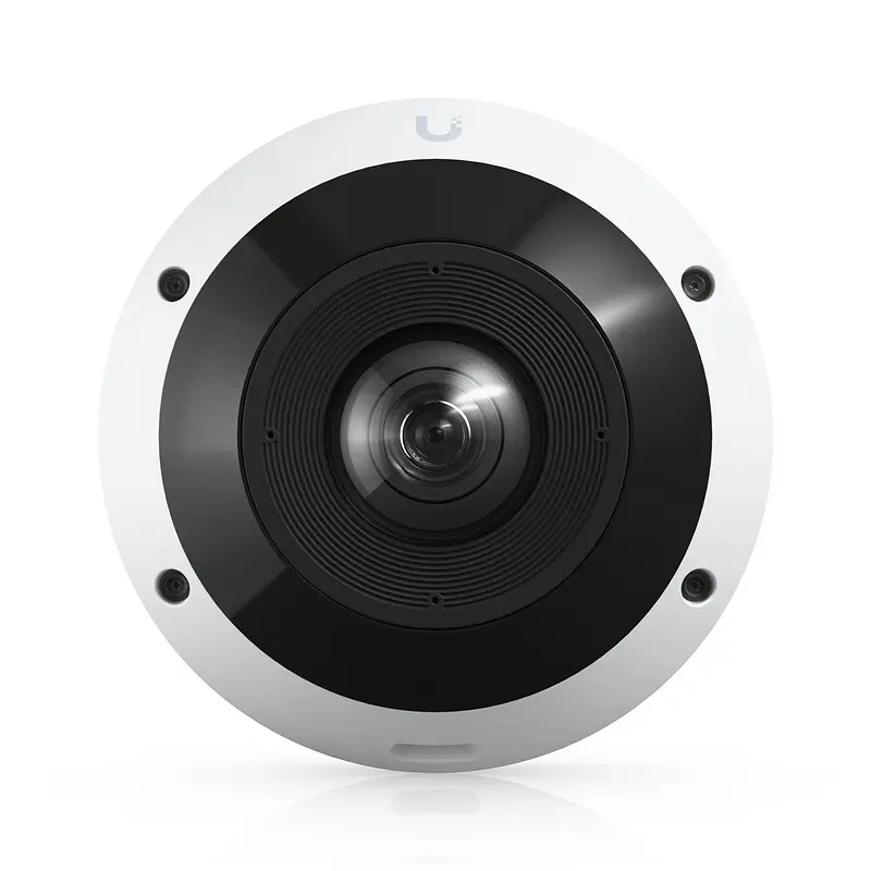 All-weather, vandal-resistant 12MP PoE camera with panoramic 360° coverage, digital pan-tilt-zoom functionality, and smart IR