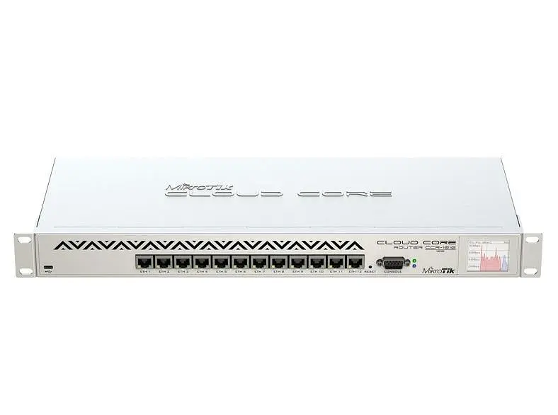 CCR1016-12G Cloud Core Router w. 12x1000-T, LCD, 16 cores x 1.2GHz CPU, 2GB RAM, RouterOS L6
