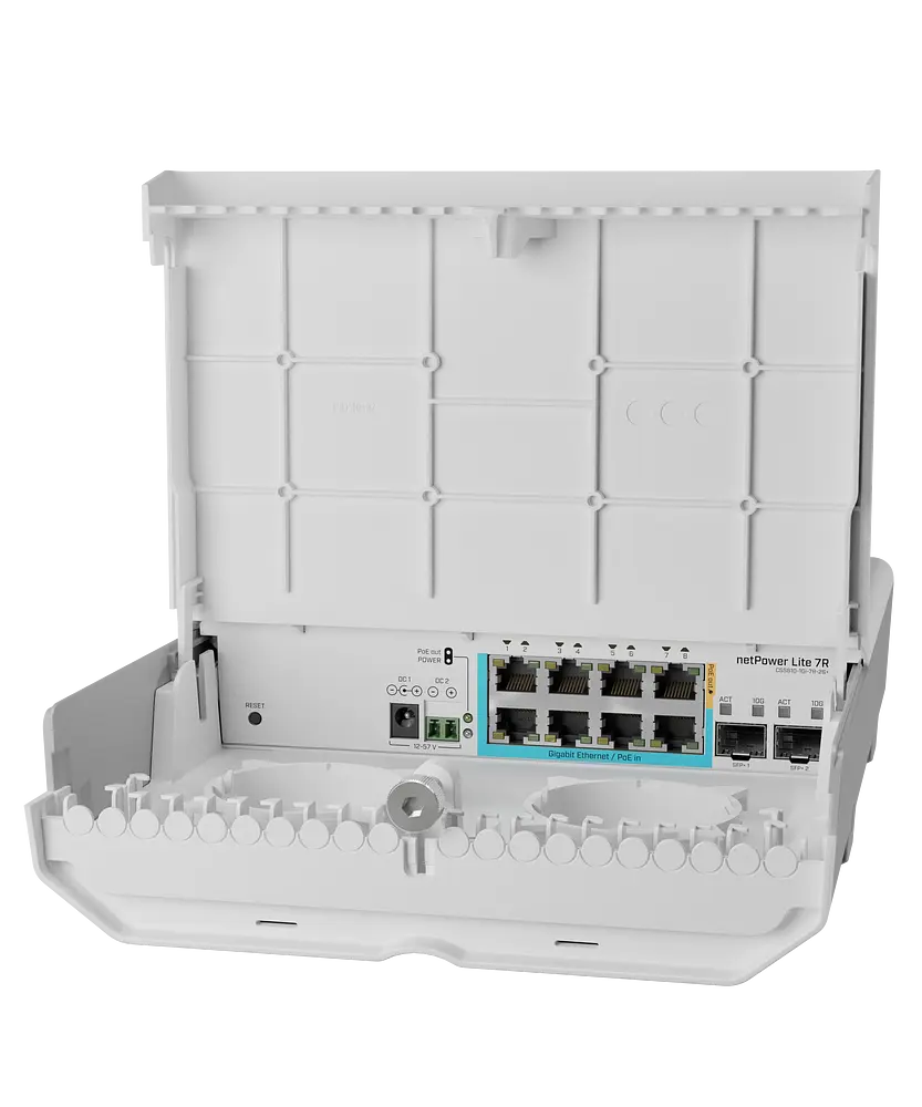 Cloud Smart Switch CSS610-1Gi-7R-2S+OUT, netPower Lite 7R, 8x Gigabit (7 with Reverse POE-in, 1 with PoE-OUT), 2x SFP+