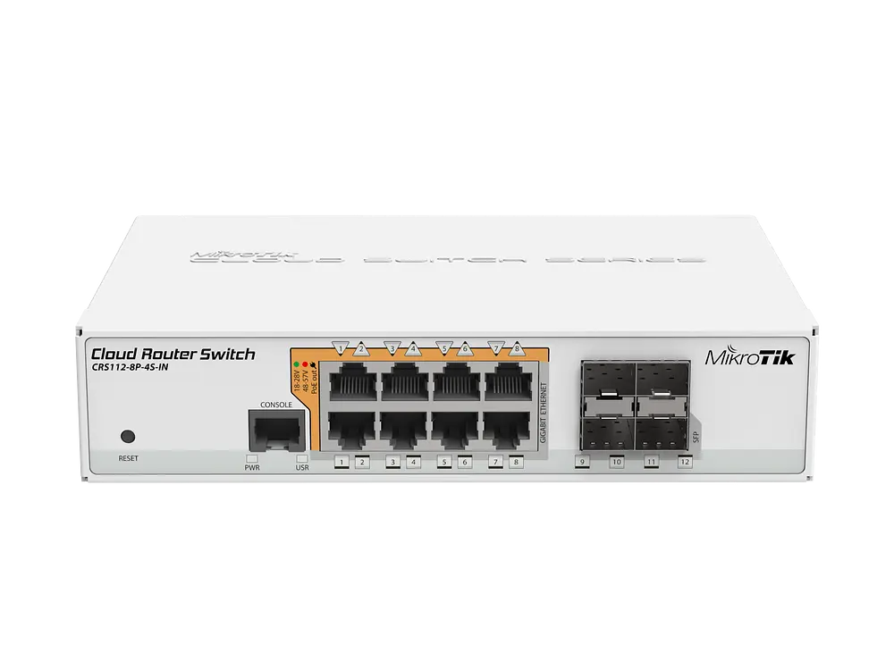 Cloud Router Switch CRS112-8P-4S-IN, 8x Gigabit, 4x SFP, POE