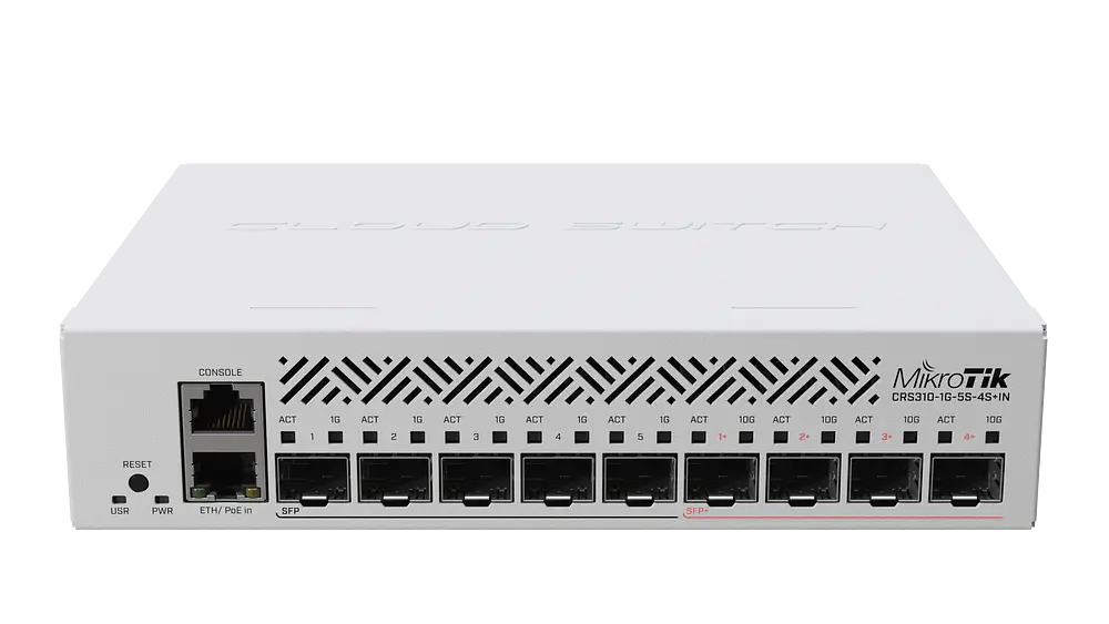 Cloud Router Switch CRS310-1G-5S-4S+IN, 4x SFP+, 5x SFP, 1x RJ45 Gigabit