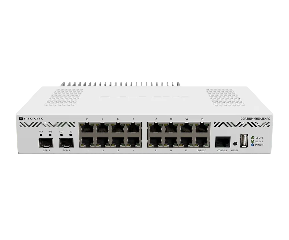 Cloud Core Router CCR2004-16G-2S+PC, 16Gbit LAN, 2x SFP+, PSU, Passive Cooling, Rack