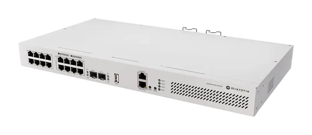 Cloud Router Switch CRS418-8P-8G-2S+RM, 17x Gigabit PoE (8x PoE af/at), 2x 10G SFP+, Rackmount